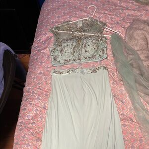 Elegant Mint Green Embellished Dress